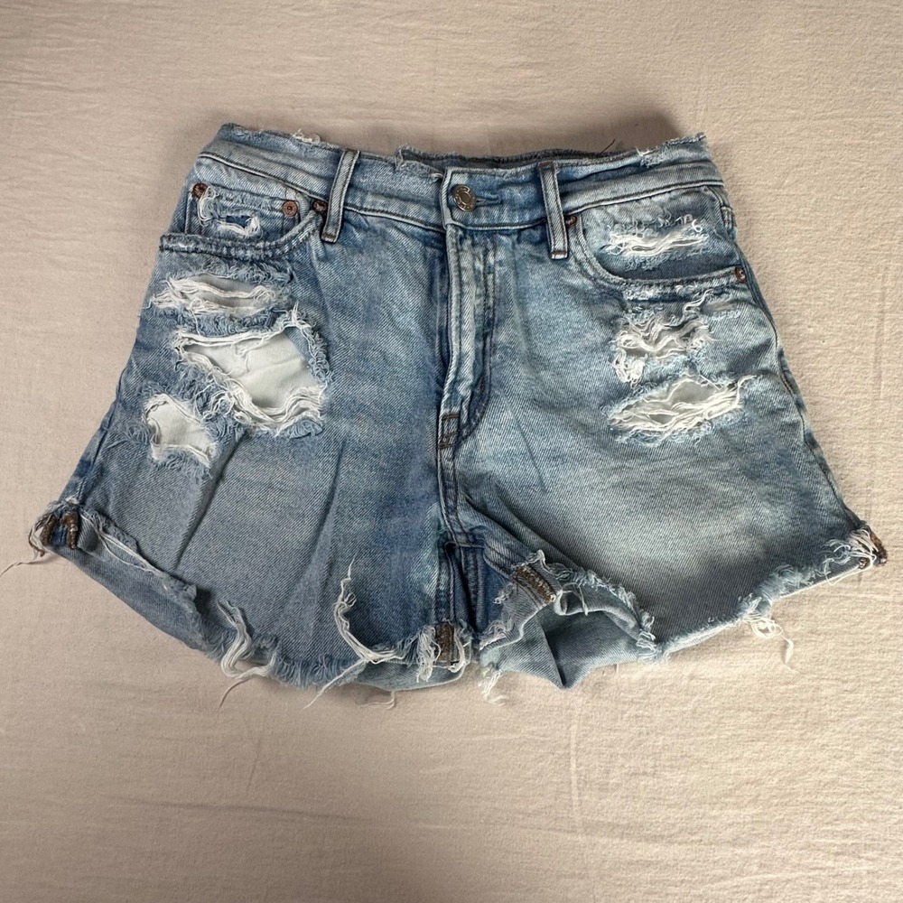 American Eagle High Rise Micro Mini Women's Distressed Cut Off Denim Shorts 00